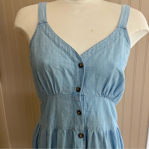 Falls Creek 100% Cotton Denim Tiered Dress Women’s Size medium - Picture 4 of 6